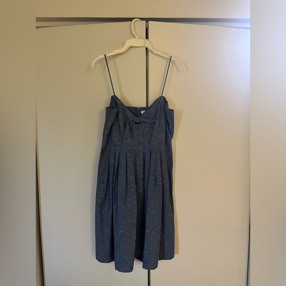Madewell Fit Flare Mini Dress Womens Size 4 Cotton Chambray Denim Tie Front - Picture 2 of 4